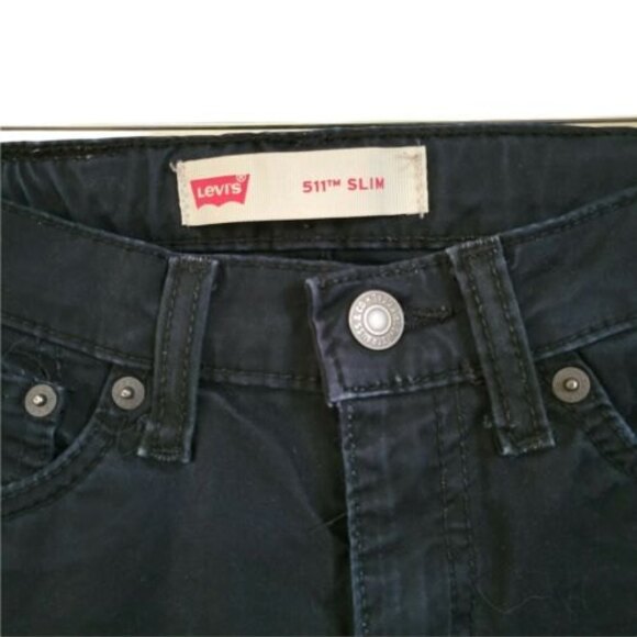 Levi 511 Boys 10 Regular 25 x 25 adjustable waist  Black Denim Slim Fit Jeans - Picture 2 of 9